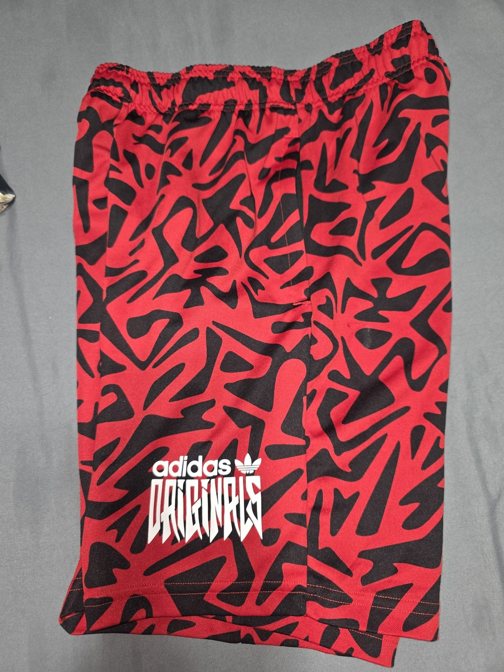 adidas Originals Red and Black Abstract Print Shorts